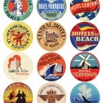 Vintage travel labels - France, Belgium, Netherlands